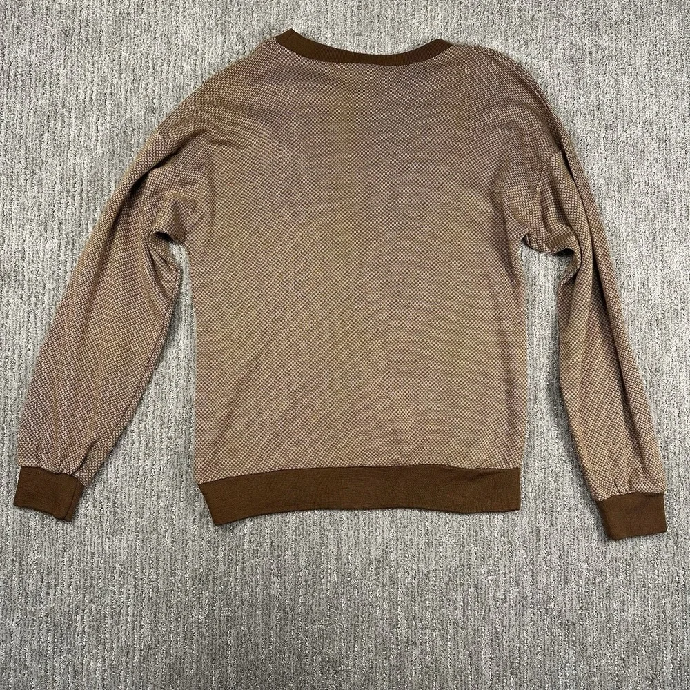 Halhas Digi Mens Cracked Walnut Brown 2 Tone Striped Pullover Knit Sweater Large